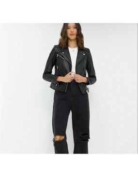 Barney’s Original black moto leather jacket